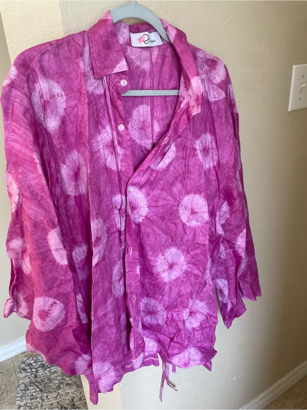 Pink Tie-Dye Button-Up Shirt